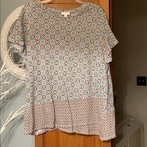 J. Jill blue and brown short sleeve top